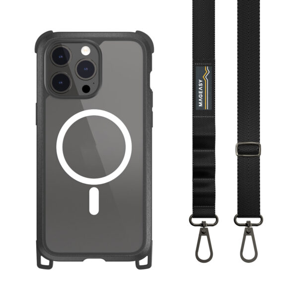 MagEasy Odyssey M + Strap (Leather Black) for iPhone 15 Series